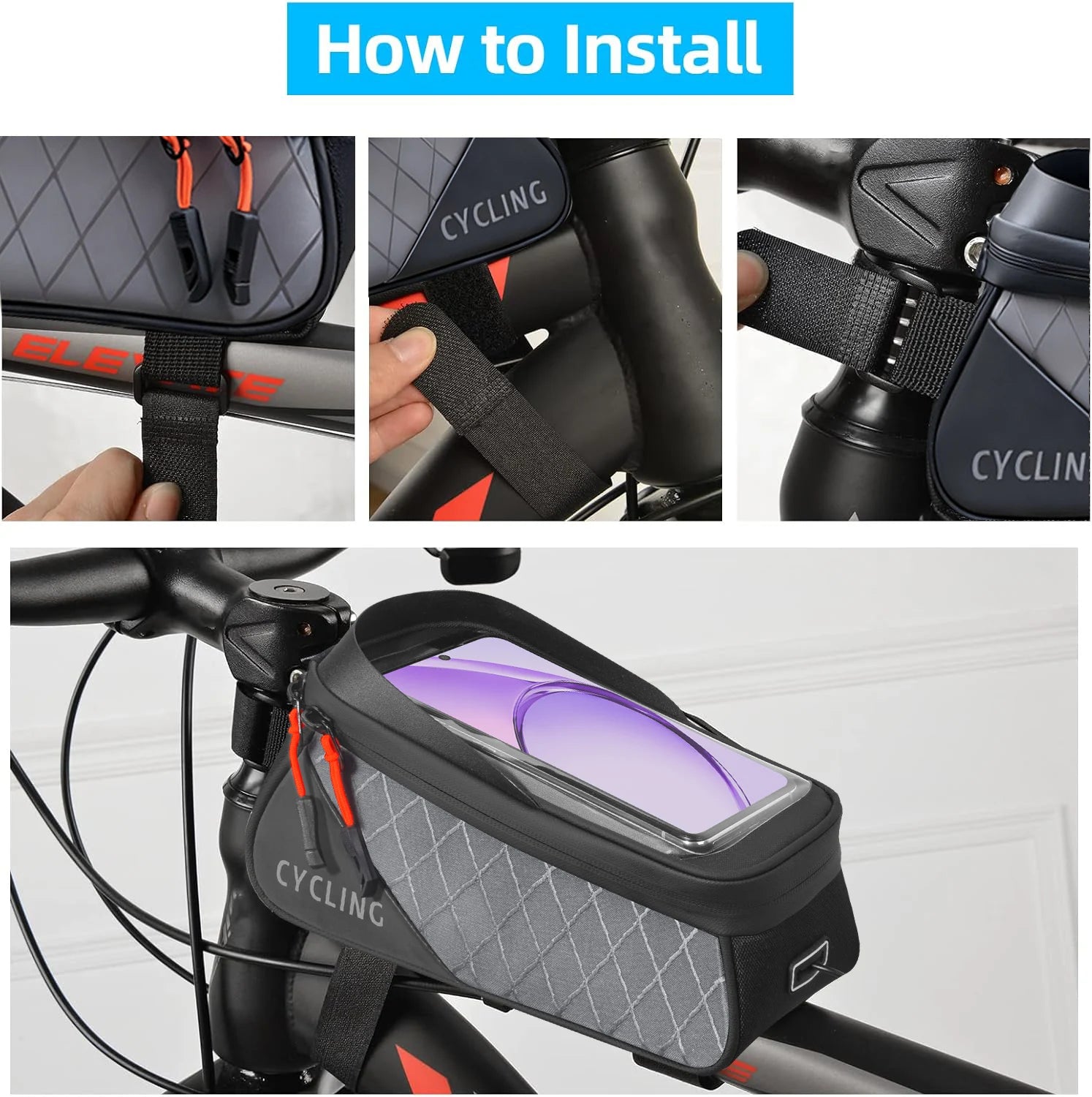 New Bicycle Saddle bag Phone Touch Screen Bag Triple Stable Touchscreen Cycling Phone Holder With Cable Port Dual Zipper Cyclin Zpaxo