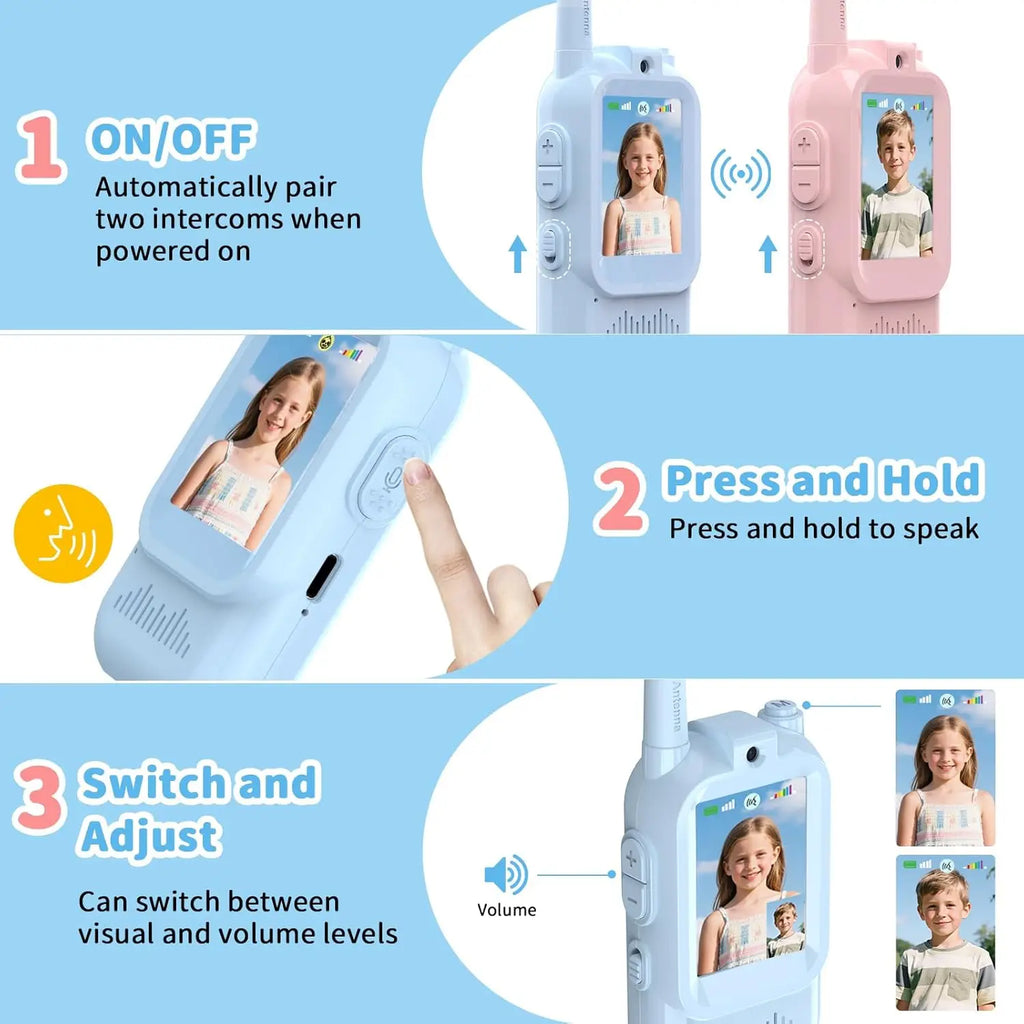 Kids Video Walkie Talkie Set With HD Screen Rechargeable Interphone Toy Voice Changer For Indoor Camping One-Click Call Intercom Zpaxo