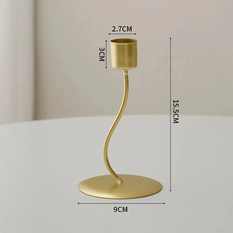 2026 New European Style Candlelight Dinner Decoration, Home Dining Table Decoration, Living Room Iron Decoration, Candle Holder Zpaxo 1 Head - Gold