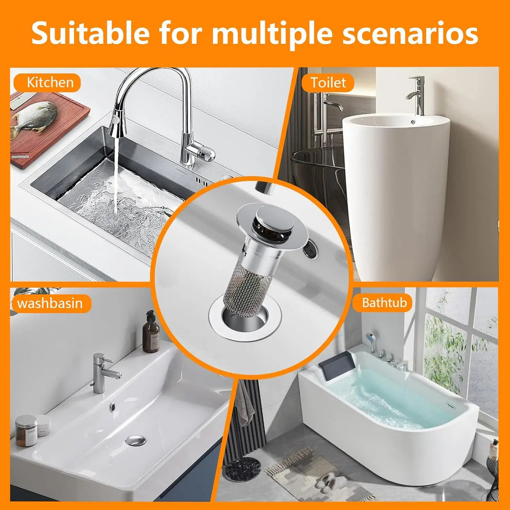 Stainless Steel Press-Type Sink Drain Plug – Universal Fit