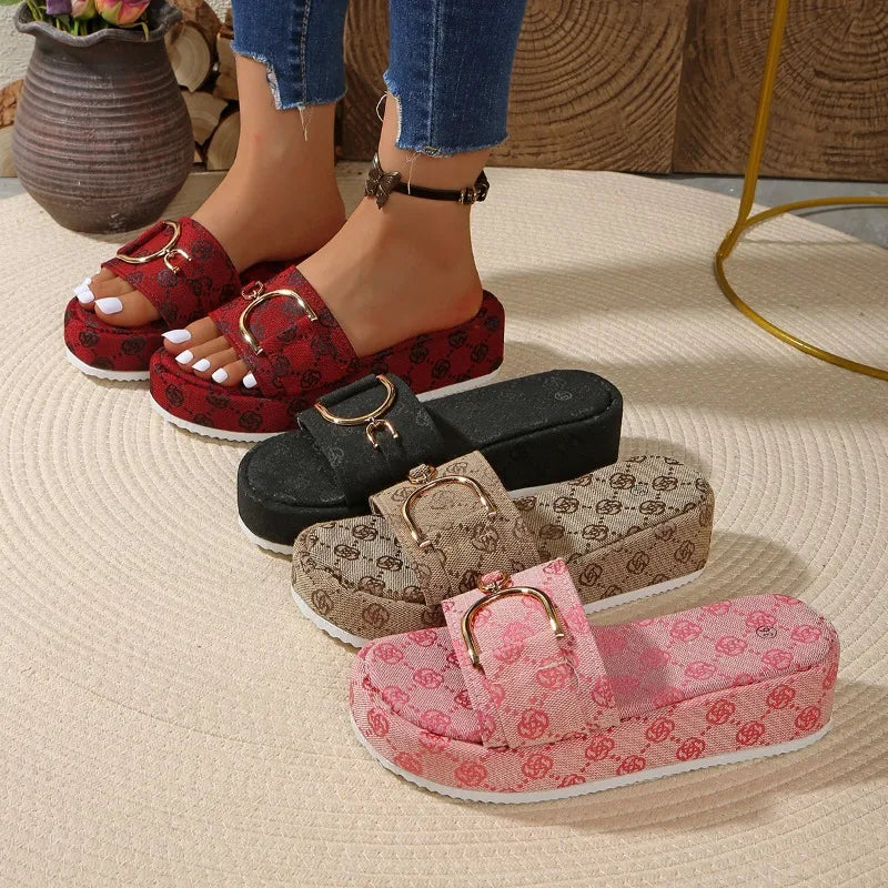 Women's Platform Slippers Trend Slides Women Designer Flat Sandals Zpaxo