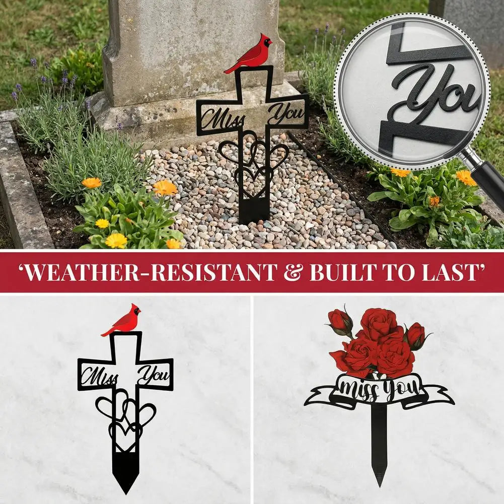 Miss You Memorial Garden Stake | Cardinal Grave Marker Plaque Memorial Garden Stake Zpaxo