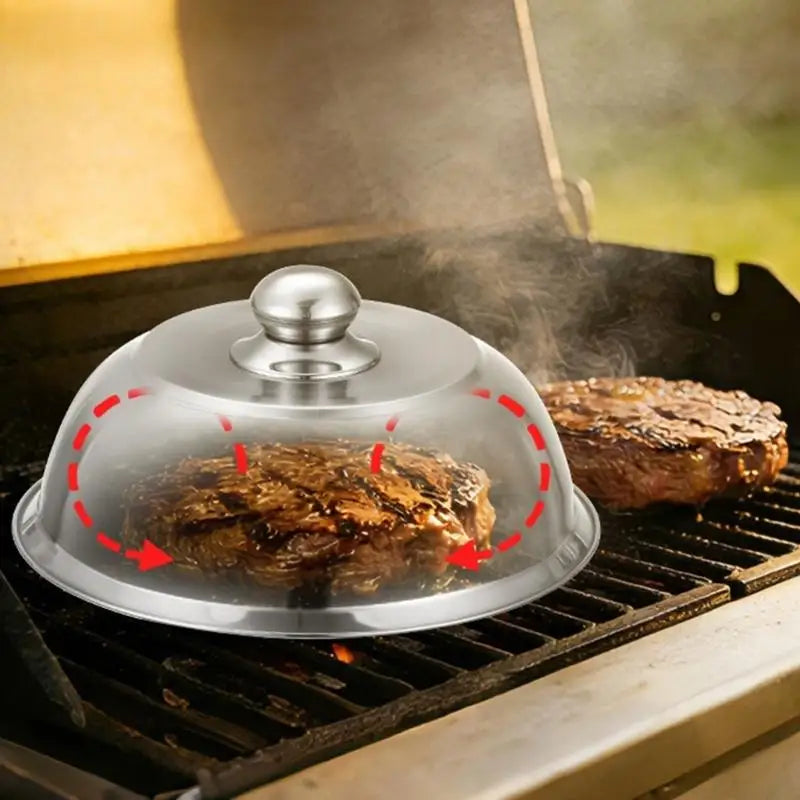 Rustproof Round BBQ Lid Handle Grill Basting Cover Serving Dome