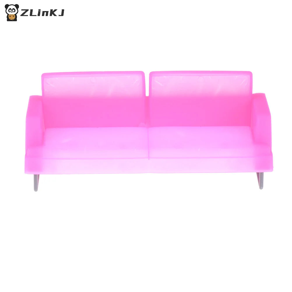 ▶1Pcs Princess Dollhouse Cute Miniature Furniture Pink Sofa Chair Model For Doll Zpaxo