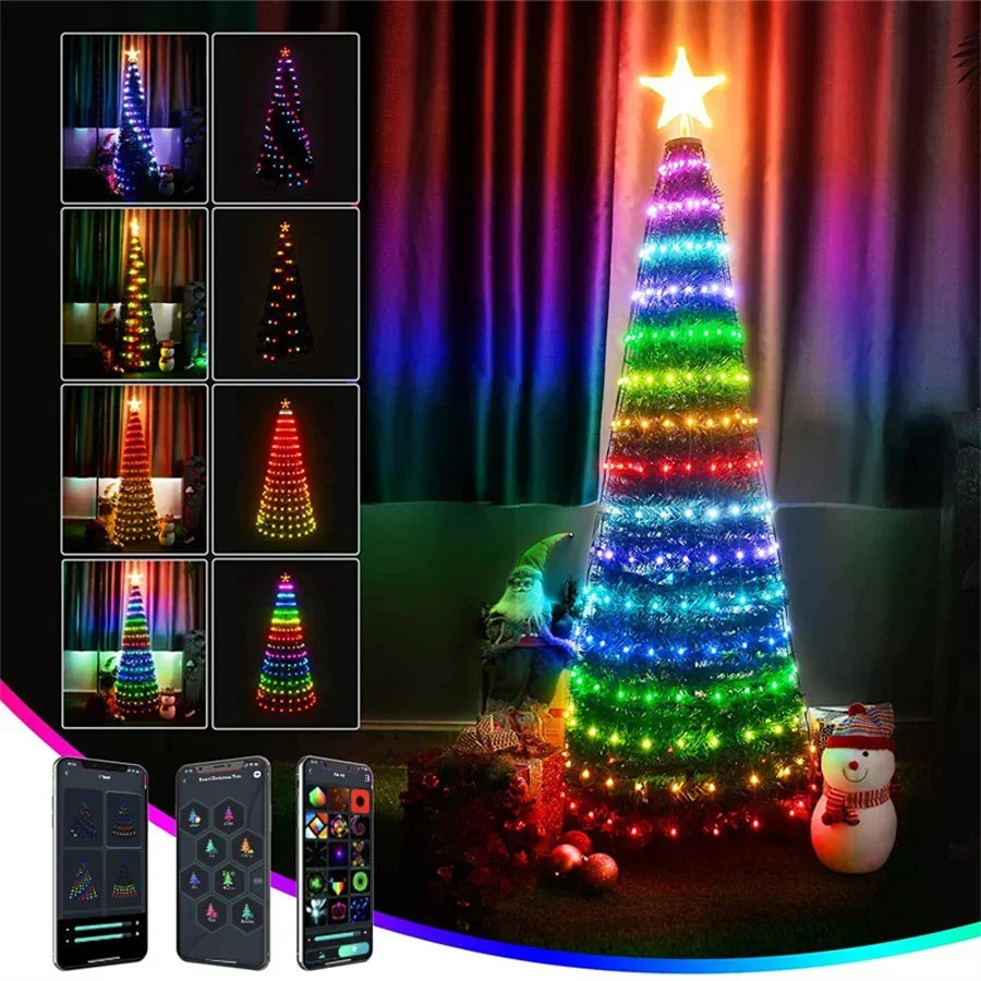 Christmas Tree RGB Lamps APP Multicolor LED Star String Light Zpaxo