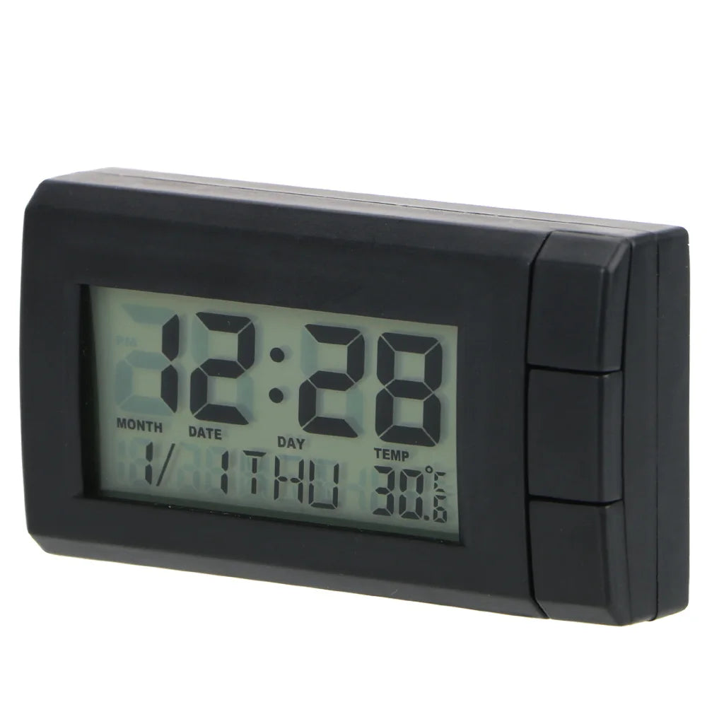 Car Ornaments LCD Digital Display Clock Temperature Electronic Auto