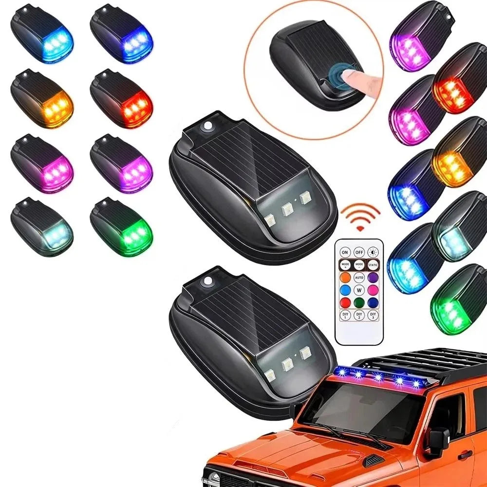 Wireless Solar LED Flash Light Waterproof RGB Roof Strobe Lights Zpaxo