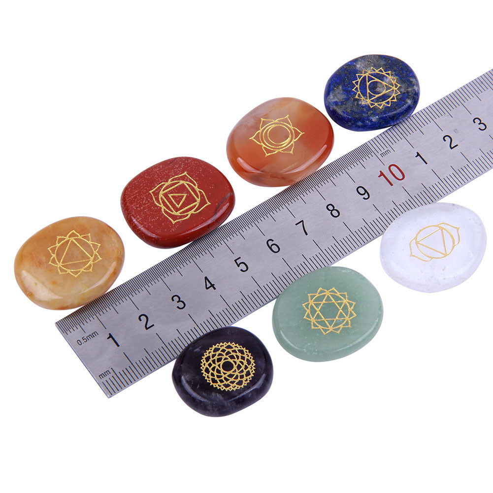 Natural Crystal Semi-Precious Agate Yoga Symbol Set