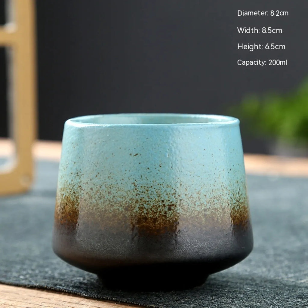 Retro Stoneware Ceramic Cup Zpaxo Gradually Blue 101 To 200ml