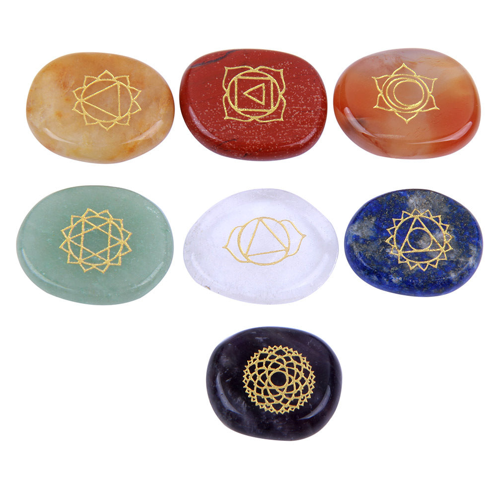 Natural Crystal Semi-Precious Agate Yoga Symbol Set