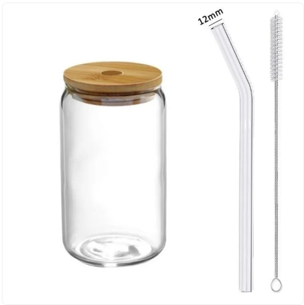 Transparent Glass Cup with Lid & Straw Zpaxo