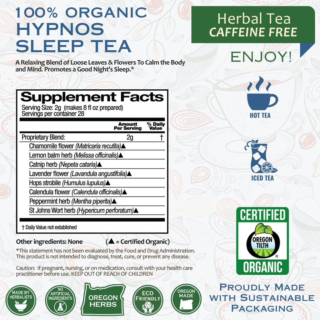 Hypnos Sleep Organic Herbal Tea Zpaxo