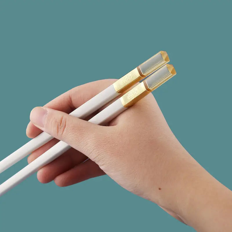 5 Pairs of High-Quality Amber Head Alloy Chopsticks