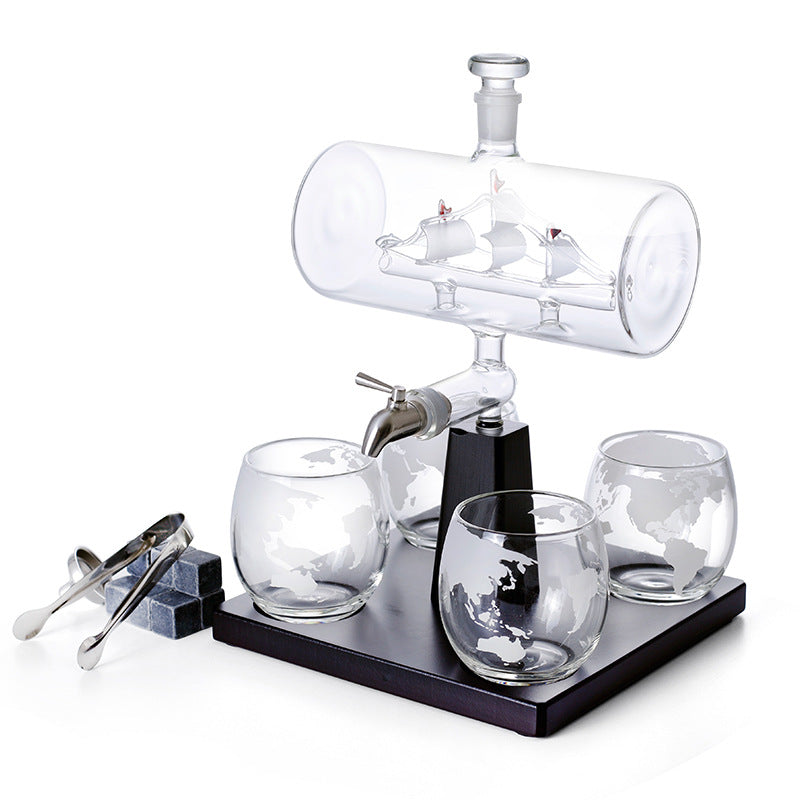 Glass Sailing Wine Bottle Container Zpaxo White