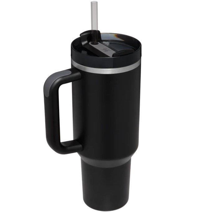 40oz Stainless Steel Car Straw Cup Zpaxo Black